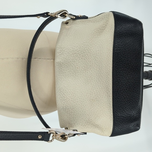 Kate Spade NY Southport Avenue Colorblock Leather Crossbody Purse Black Ivory - Picture 6 of 15